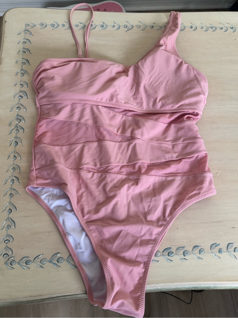 Pink Lily Black One-Shoulder One-Piece Swimsuit